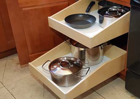 Pull out sliding shelves