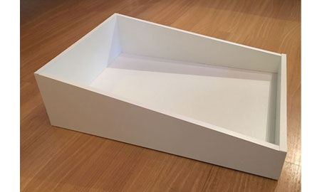 White melamine gliding rollout shelves with Blum<sup>®</sup> guides